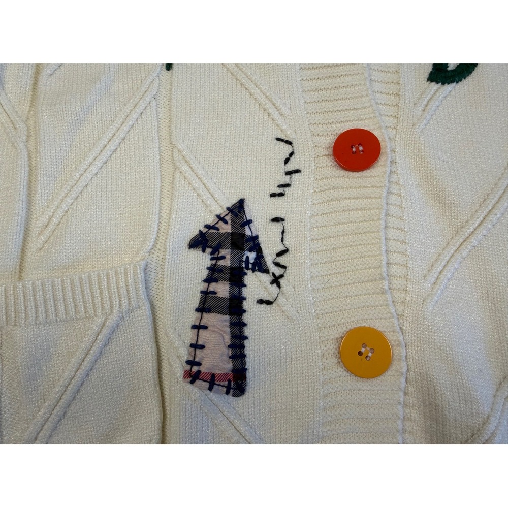 ebossy Cardigan Sweater Womens XS Cream Patchwork Dream Sport Cable Knit - Picture 3 of 8